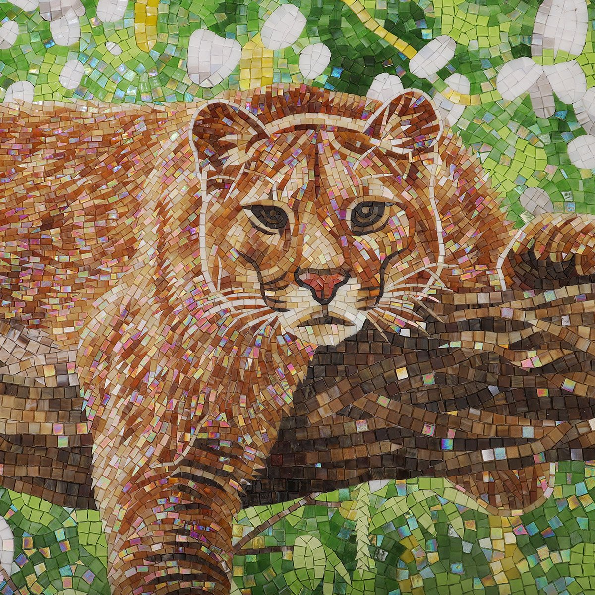 Handmade Cougar Mosaic Mural – Artisan Wildlife Wall Art for Home Décor-Woos Tiles