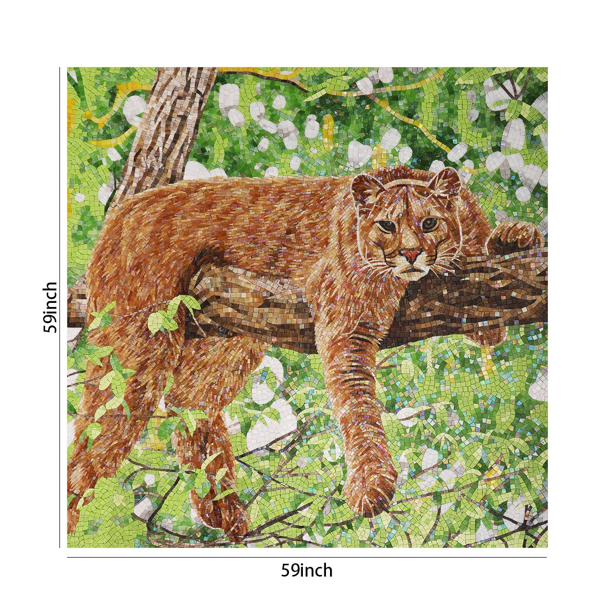 Handmade Cougar Mosaic Mural – Artisan Wildlife Wall Art for Home Décor-Woos Tiles