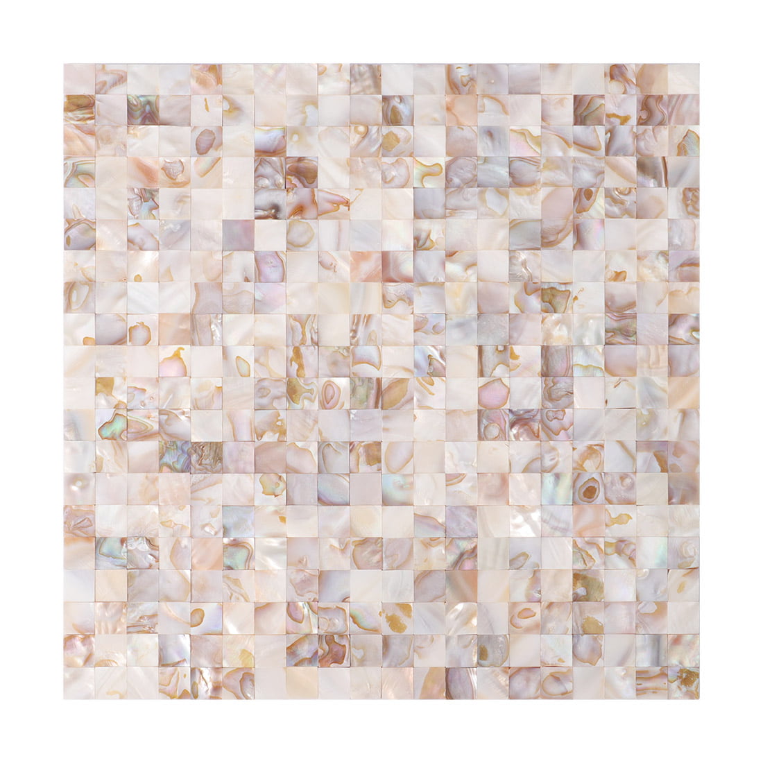 Front view of ivory beige mother of pearl square mosaic tile sheet