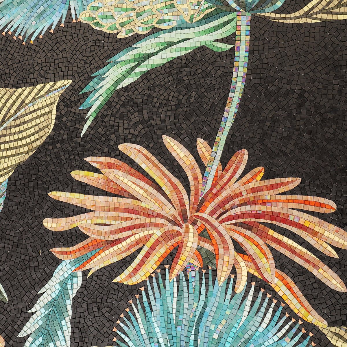 Tropical Flowers Handcrafted Mosaic Mural – Vibrant Glass Tile Wall Art for Luxury Interiors-Woos Tiles