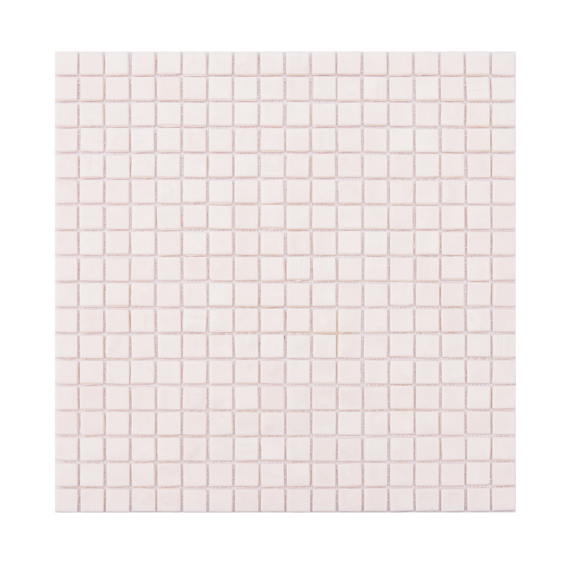 Full sheet of pale blush pink square glass mosaic tile