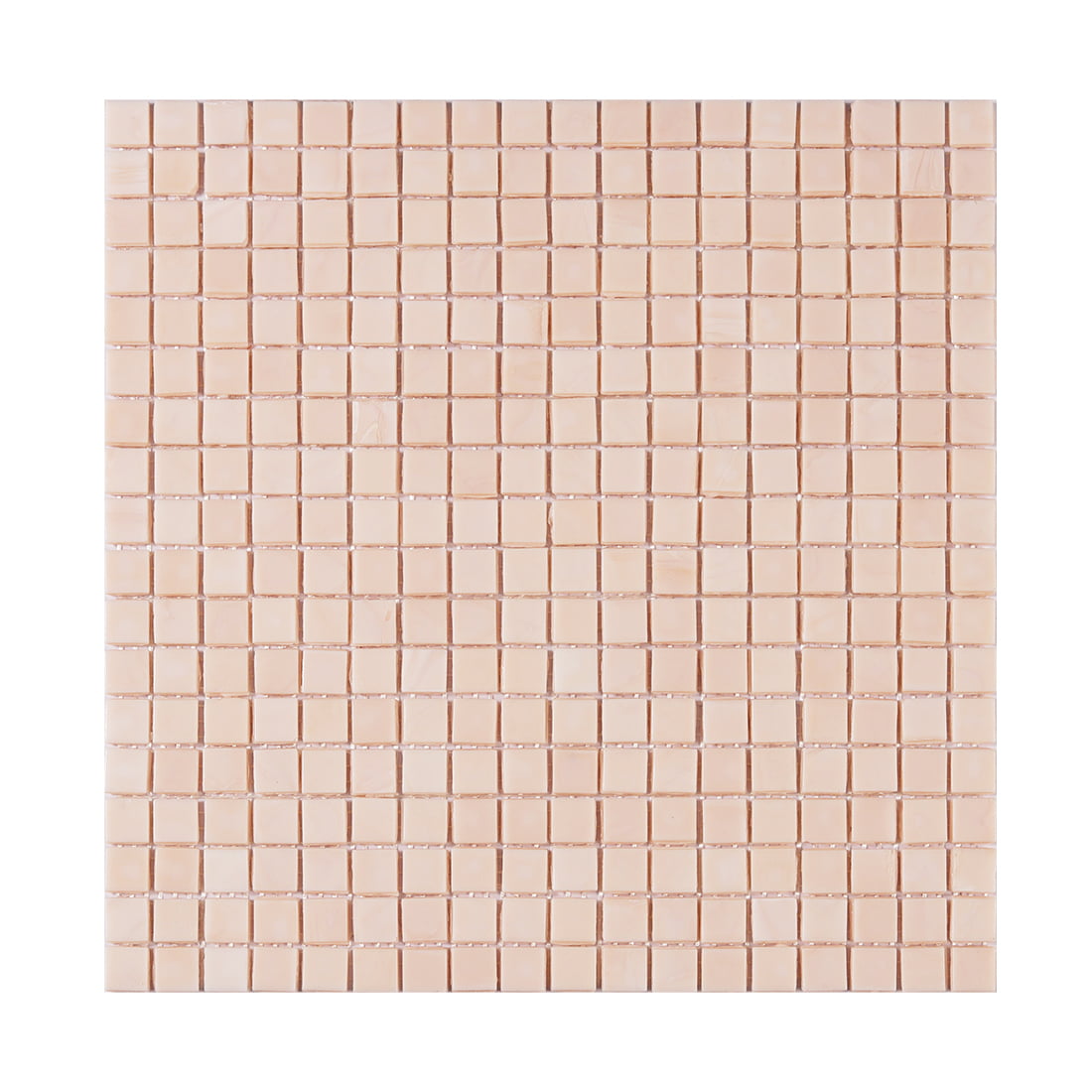 Full sheet of pale blush square glass mosaic tile