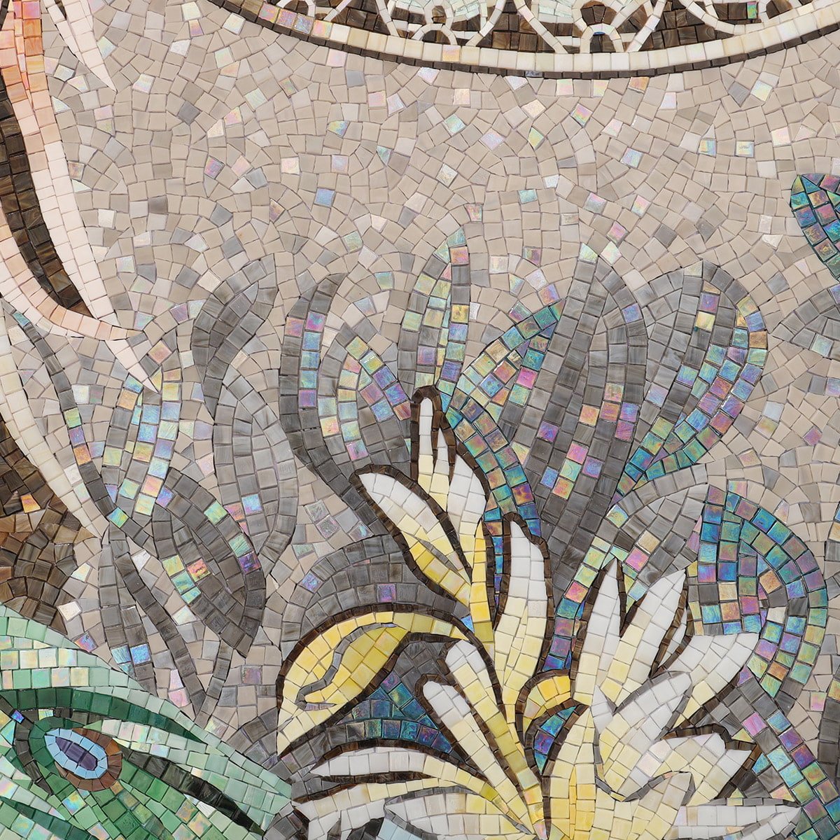 Luxury Handmade Peacock Mosaic Mural – Exquisite Glass Tile Wall Art for Elegant Interiors-Woos Tiles