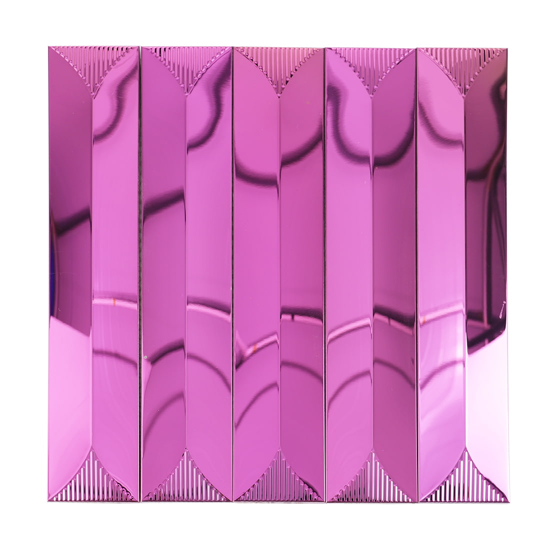 Pink mirror long strip metal mosaic tile sheet with size details