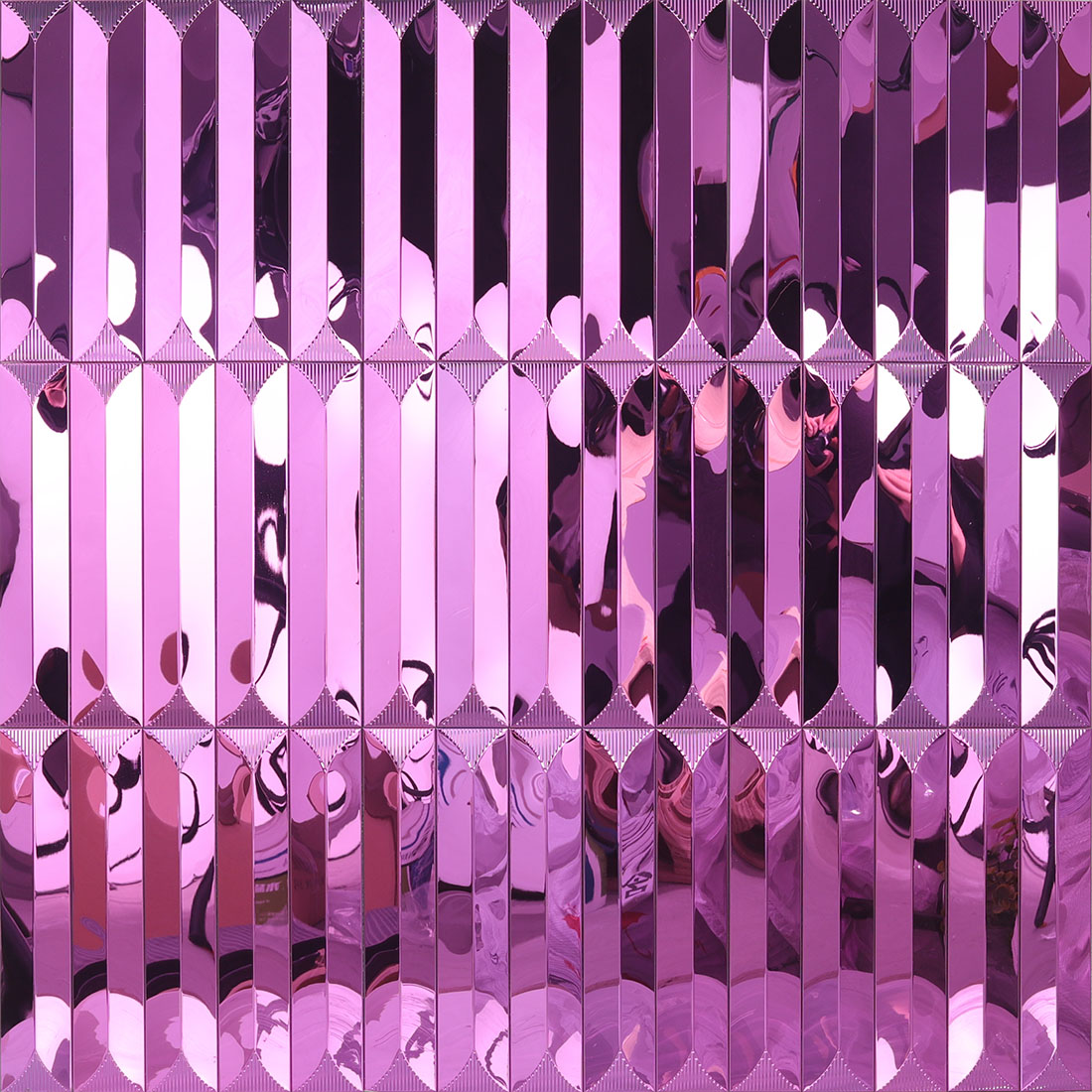 Pink mirror long strip metal mosaic wall display
