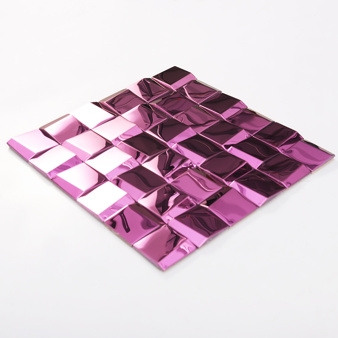 3D Pink Mirror Square Stainless Steel Mosaic Wall Tile 