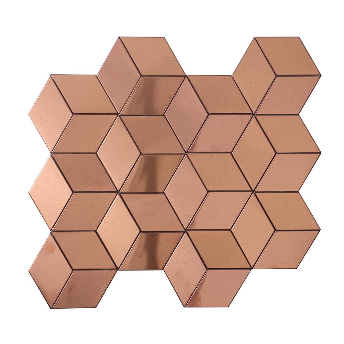 Full sheet of rose gold 3D cube stainless steel mosaic tile