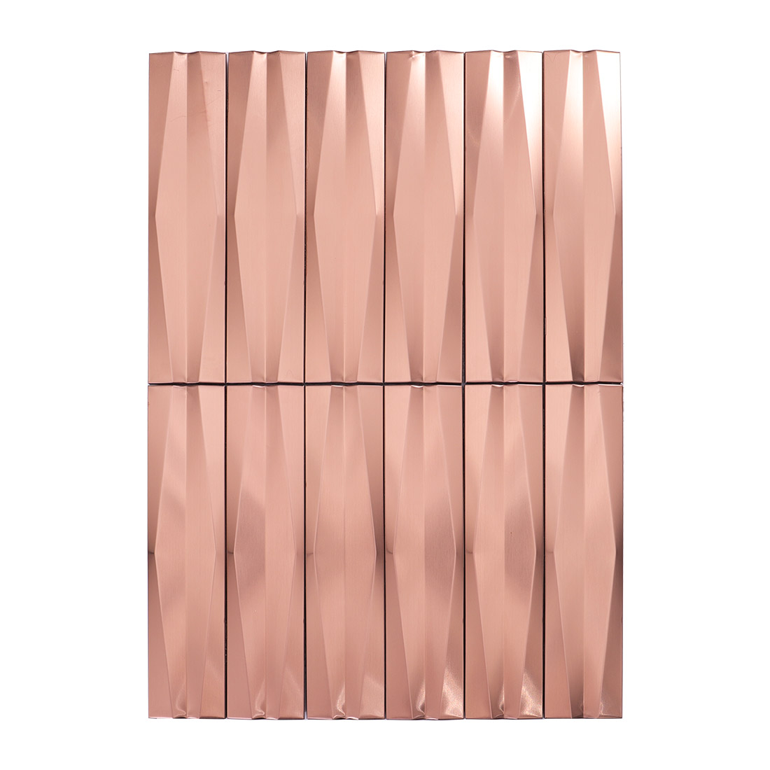 Rose gold 3D linear stainless steel mosaic tile sheet front view