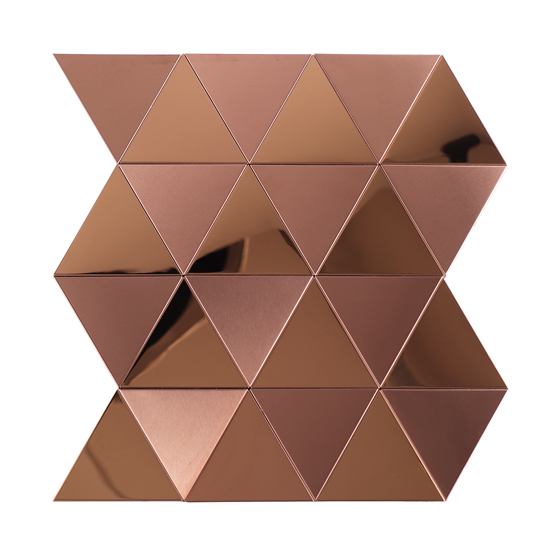 Rose gold brushed and mirror triangle metal mosaic tile
