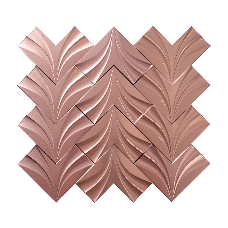 Full sheet of rose gold chevron stainless steel mosaic tiles