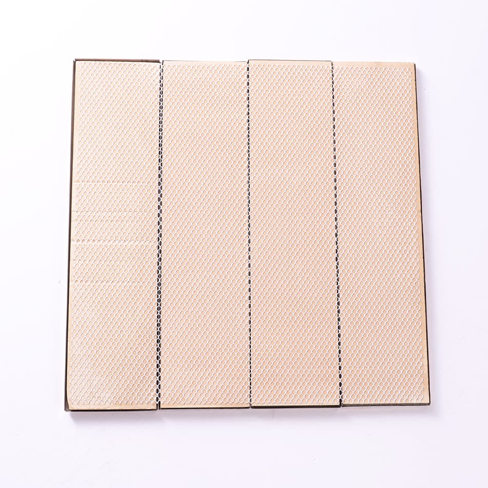 Back mesh view of rose gold metal mosaic tile sheet