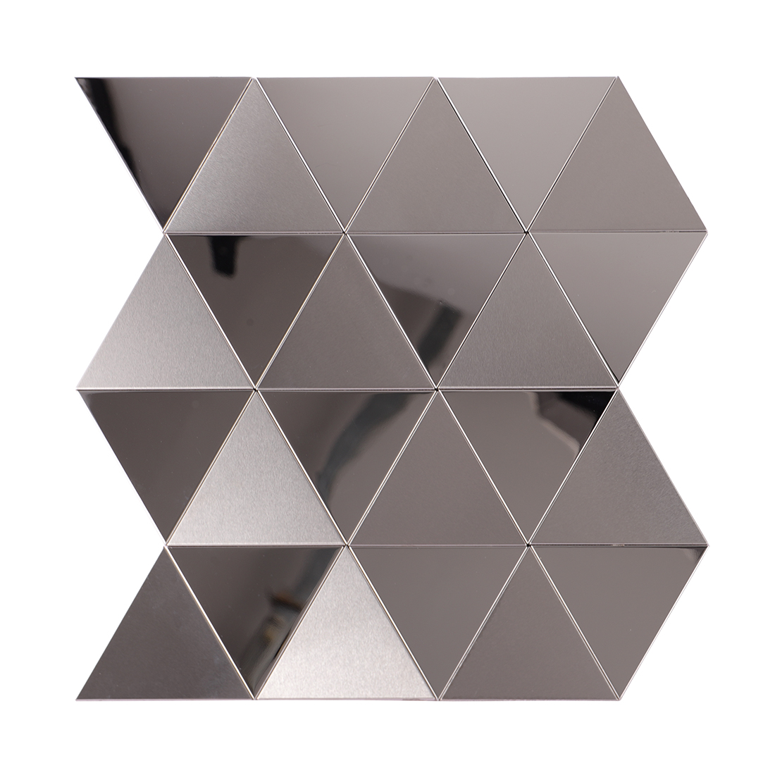 Silver brushed and mirror triangle metal mosaic tile
