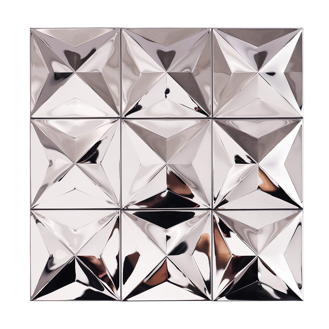 Full sheet of silver mirror 3D square stainless steel mosaic tile