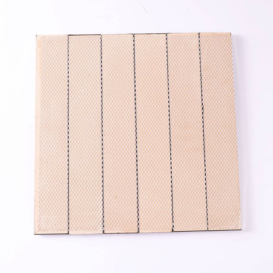 Back mesh of silver pointed arch strip tile sheet