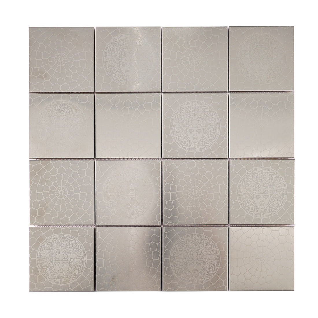 Full sheet of silver stainless steel square mosaic tile