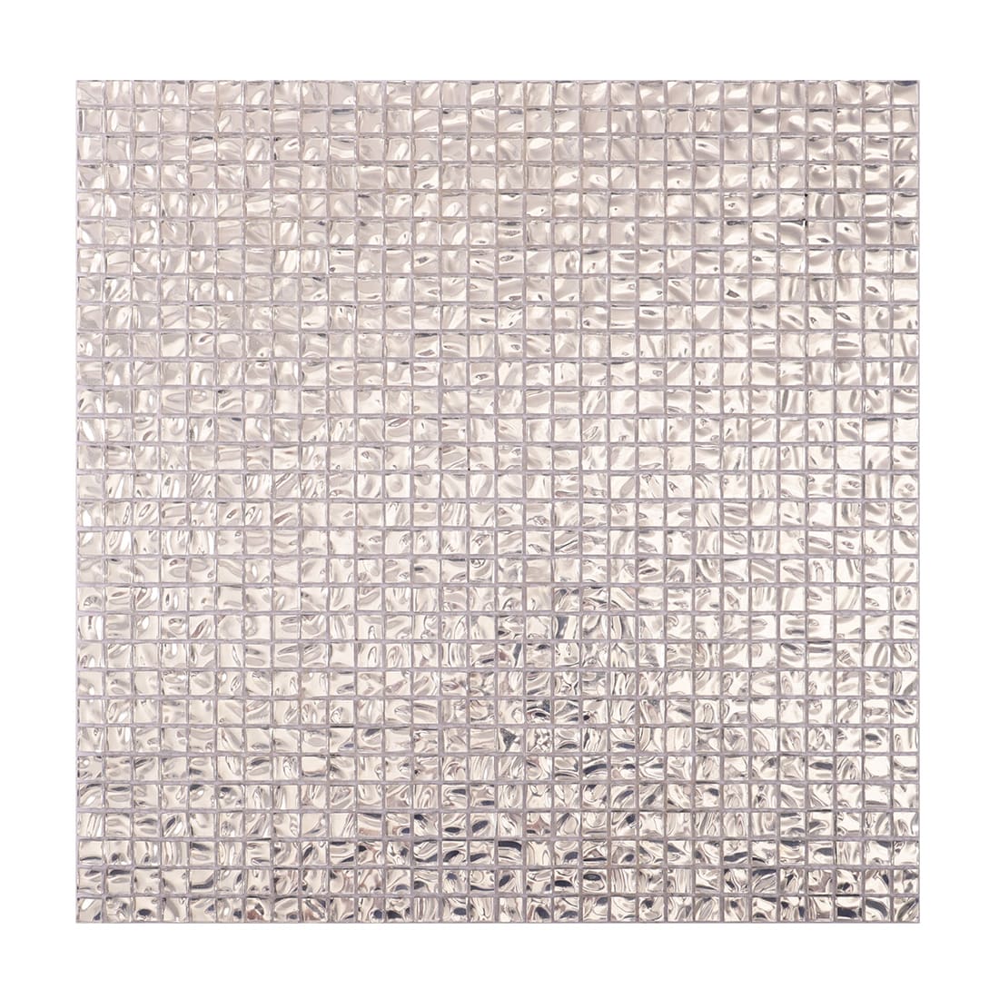 Full sheet of silver wavy square glass mosaic tile