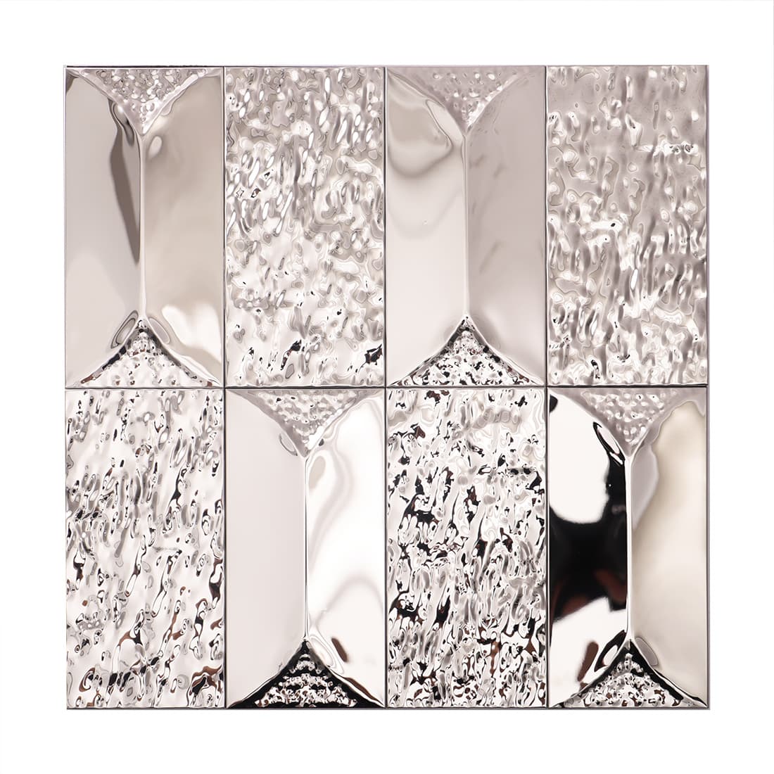 Modern 3D Silver Stainless Steel Self Adhesive Mosaic Tile