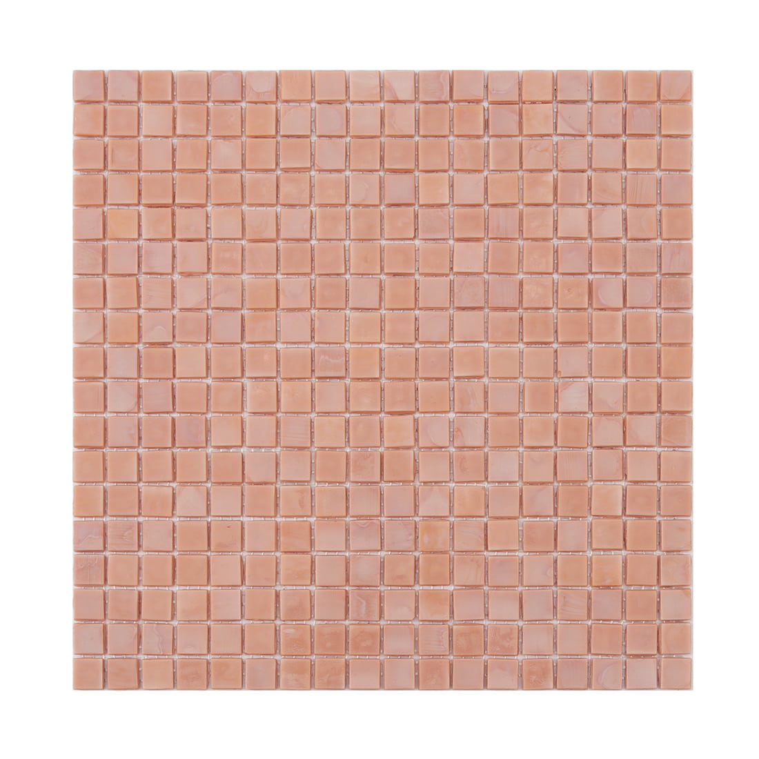 Full sheet of soft pink square glass mosaic tile
