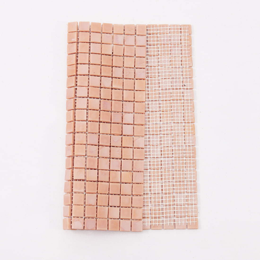Soft pink square glass mosaic tile with mesh backing