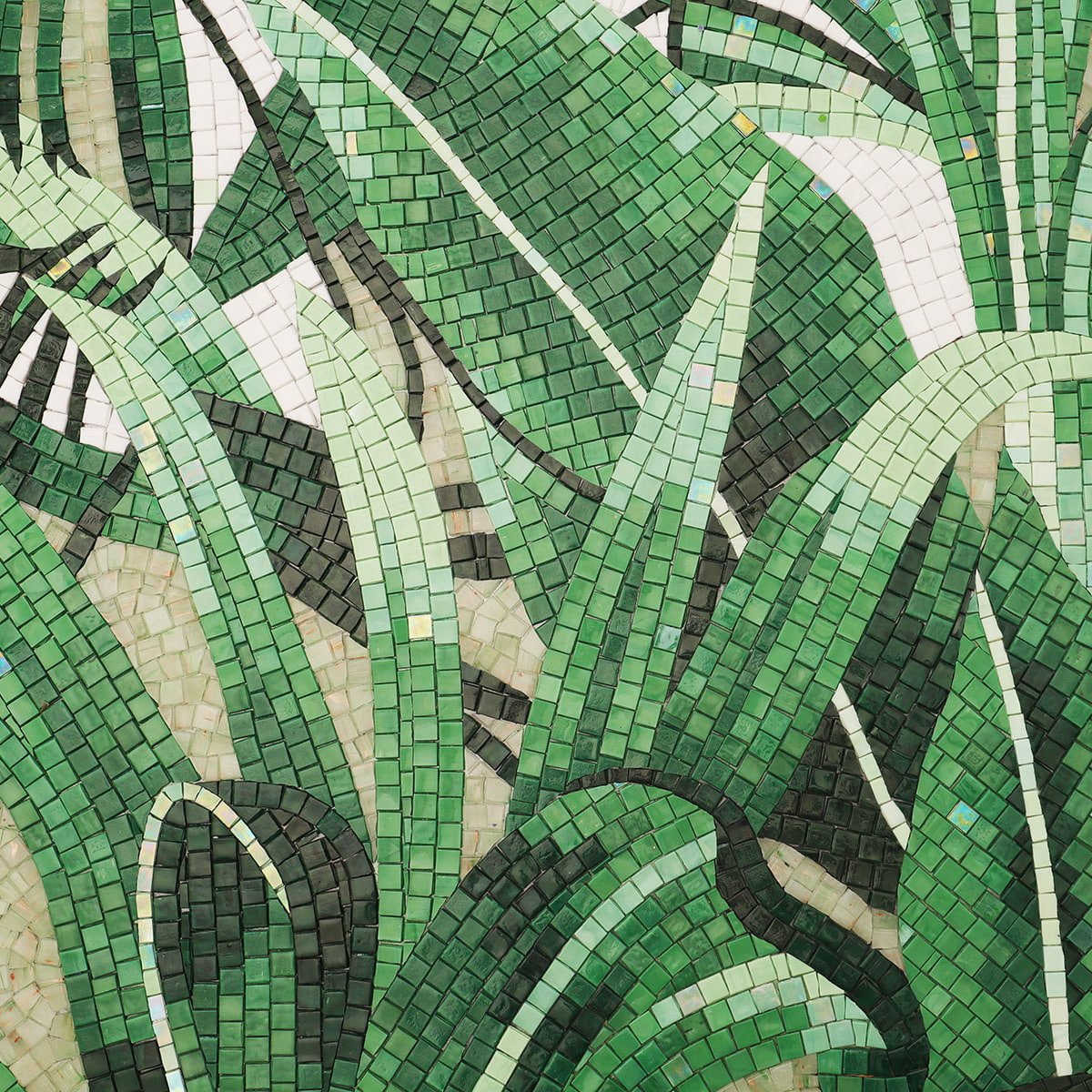 Tropical Parrots Mosaic Mural – Handmade Glass Tile Wall Art Featuring Colorful Parrots and Tropical Leaves-Woos Tiles