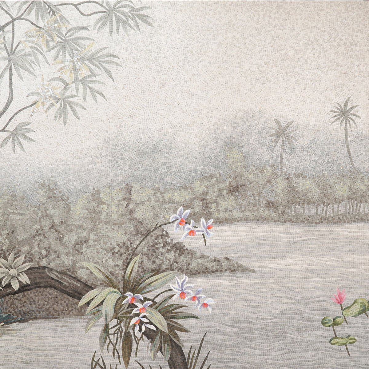 Vintage Tropical Rainforest Mosaic Wall Mural – Handcrafted Tropical Art for Luxury Interiors-Woos Tiles