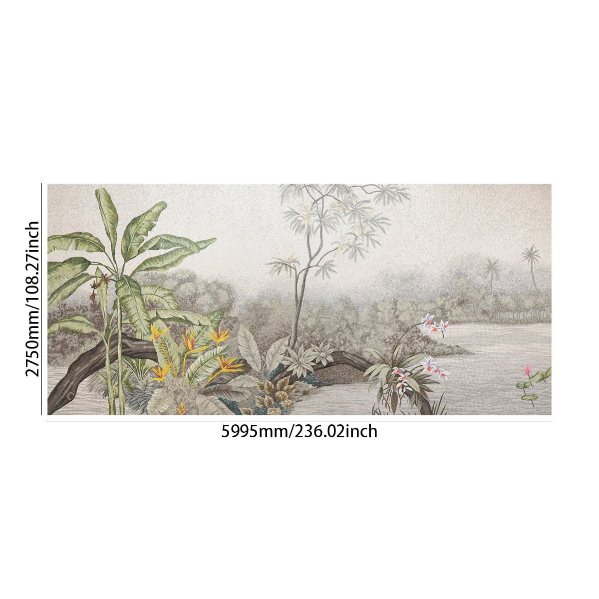 Vintage Tropical Rainforest Mosaic Wall Mural – Handcrafted Tropical Art for Luxury Interiors-Woos Tiles