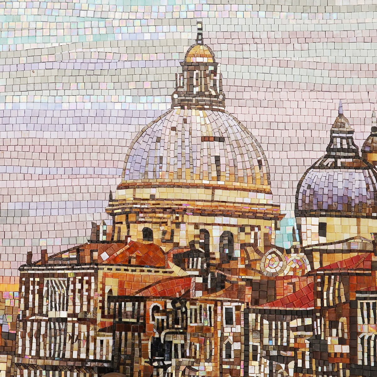 Handmade Grand Canal Venice Mosaic Mural, Venetian Wall Art, Italian Glass Tile Artwork, Gondola and Cityscape Mosaic Decor-Woos Tiles