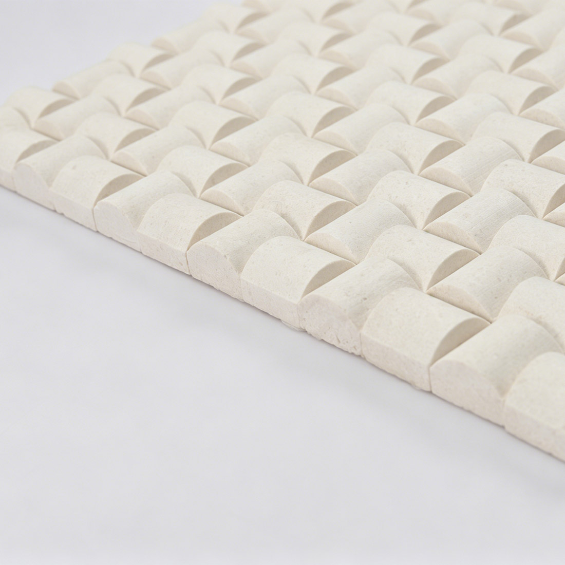 Surface texture of white marble bread square mosaic tile