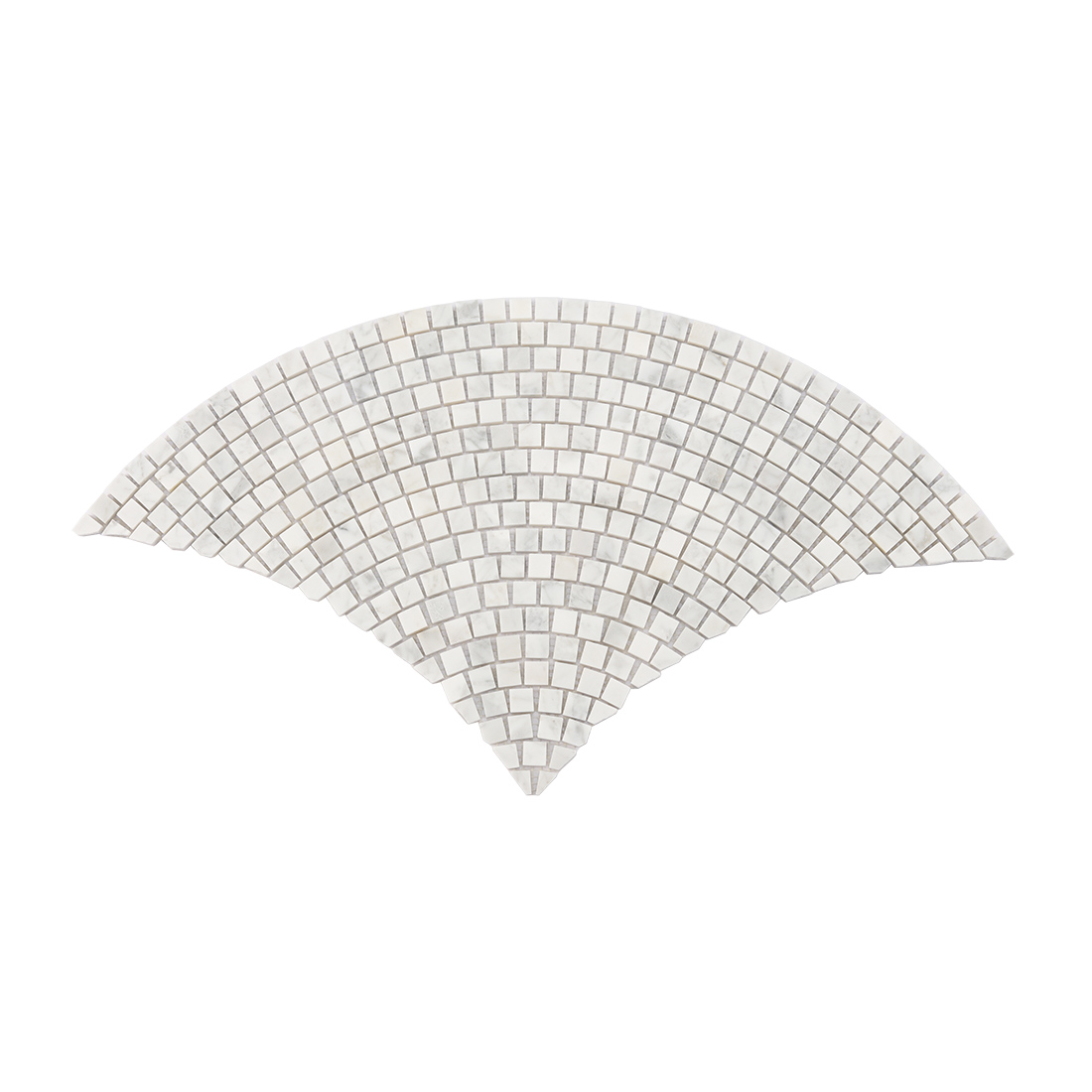 Full sheet of white marble fan-shaped square mosaic tile