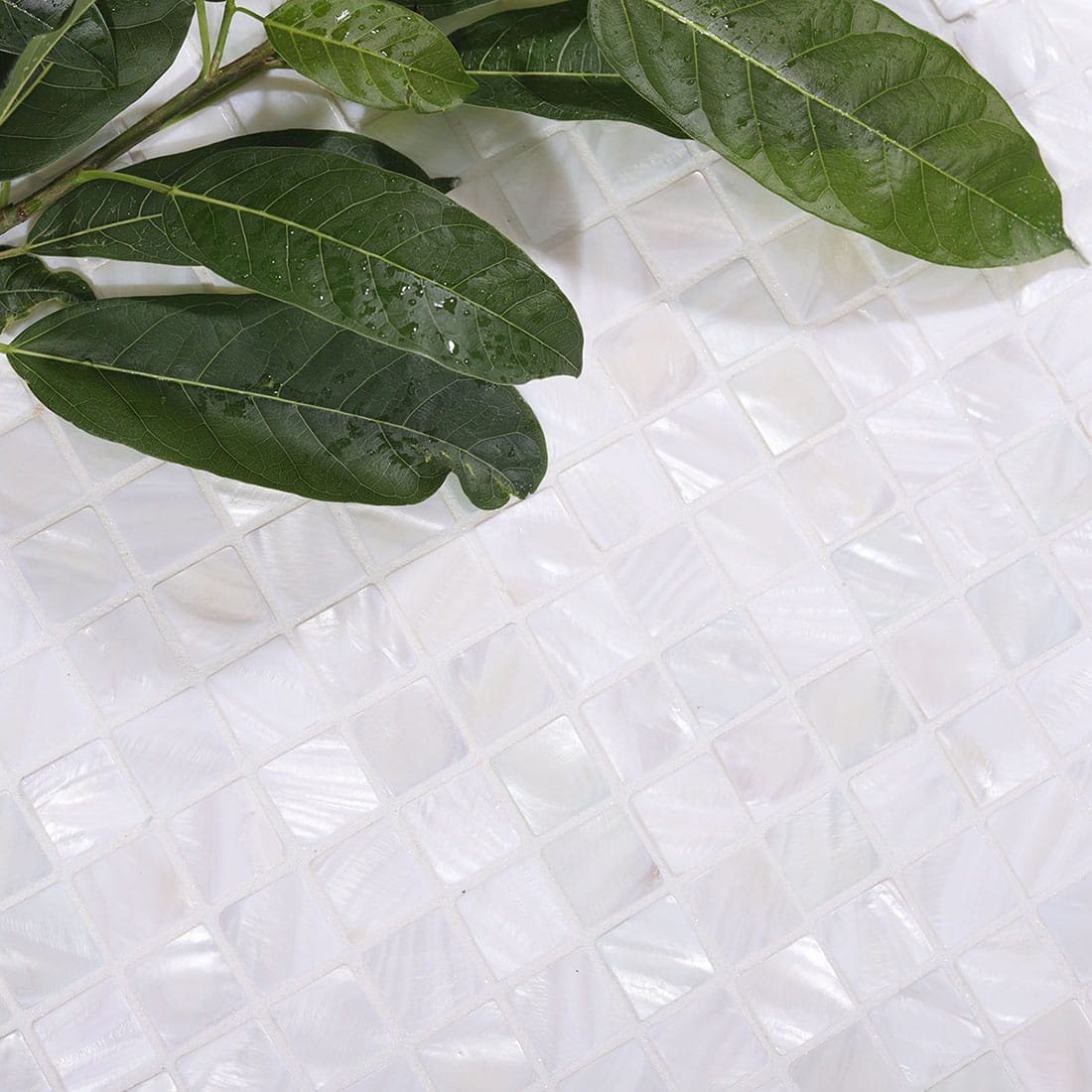 Large White Mother of Pearl Mosaic Tile Sheet, Natural Shell Square Tiles for Bathroom Walls, Kitchen Backsplash, Shower, Accent Wall & Luxury Interior Design-Woos Tiles