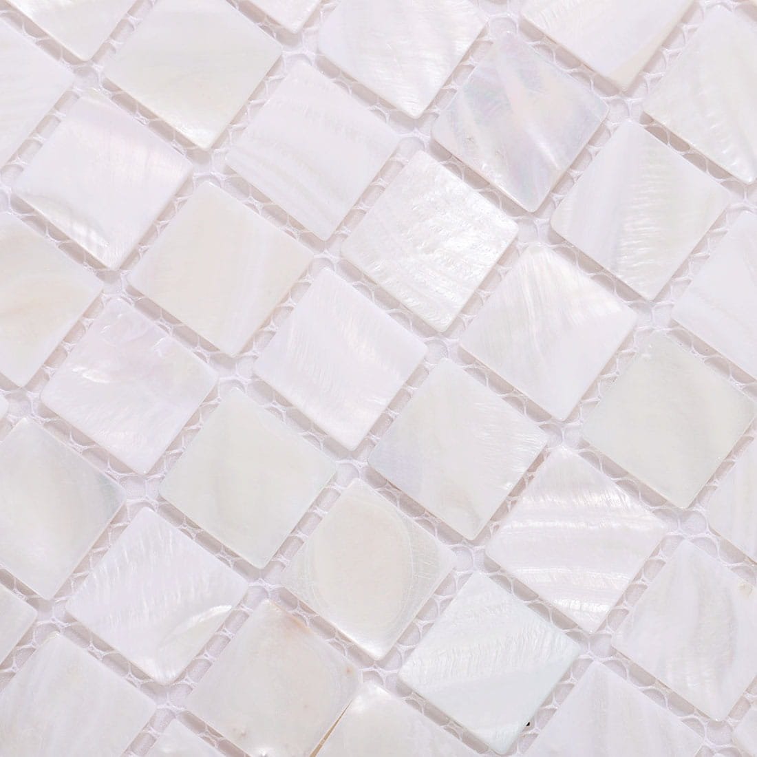 Large White Mother of Pearl Mosaic Tile Sheet, Natural Shell Square Tiles for Bathroom Walls, Kitchen Backsplash, Shower, Accent Wall & Luxury Interior Design-Woos Tiles