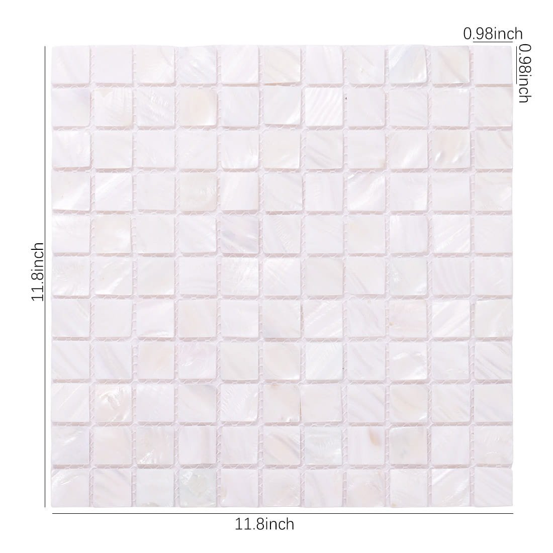 Large White Mother of Pearl Mosaic Tile Sheet, Natural Shell Square Tiles for Bathroom Walls, Kitchen Backsplash, Shower, Accent Wall & Luxury Interior Design-Woos Tiles