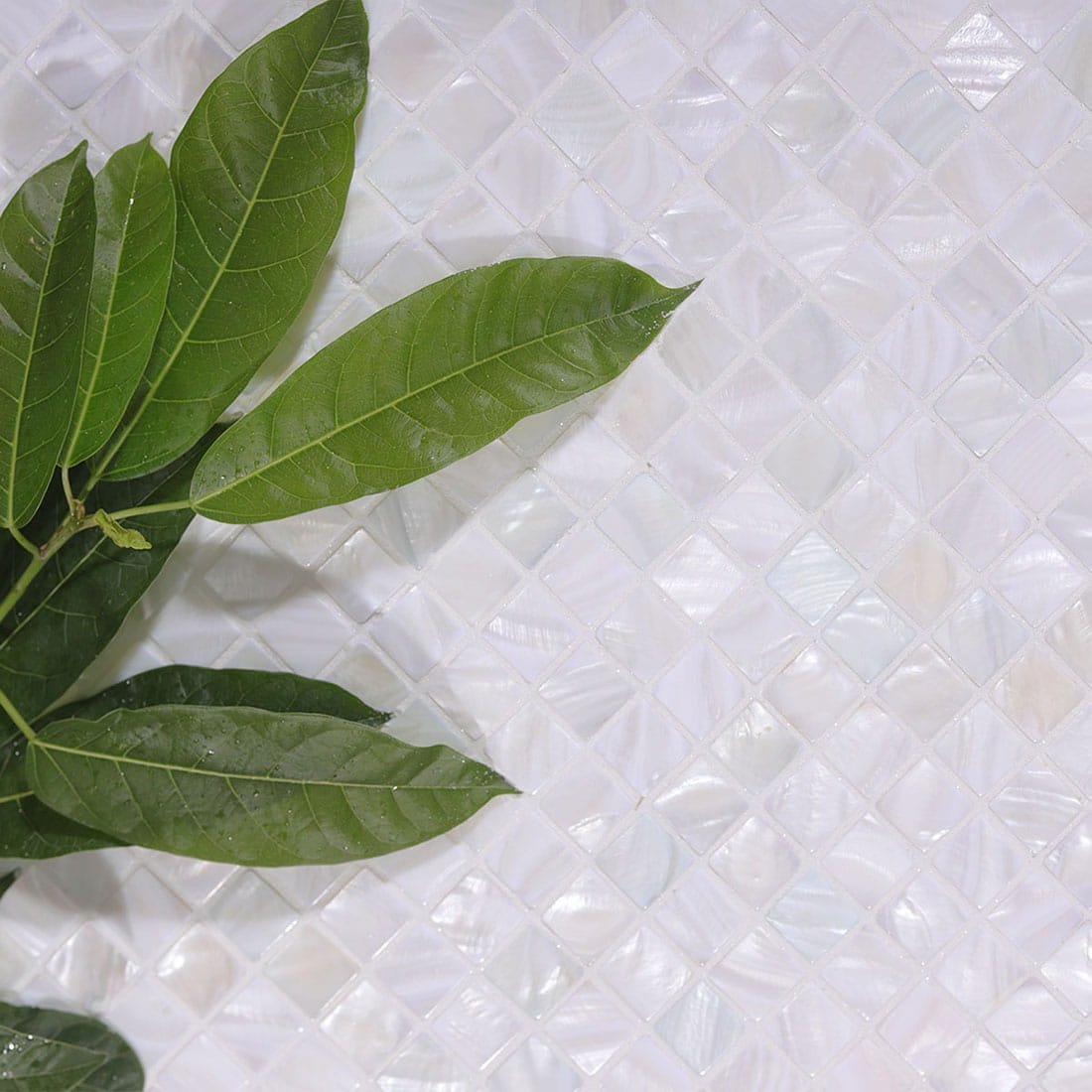 Large White Mother of Pearl Mosaic Tile Sheet, Natural Shell Square Tiles for Bathroom Walls, Kitchen Backsplash, Shower, Accent Wall & Luxury Interior Design-Woos Tiles