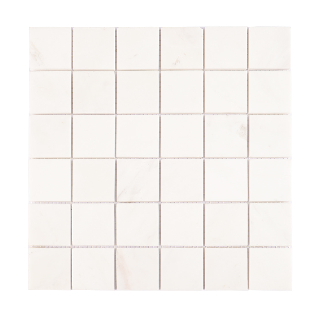 Full sheet of white square marble mosaic tile