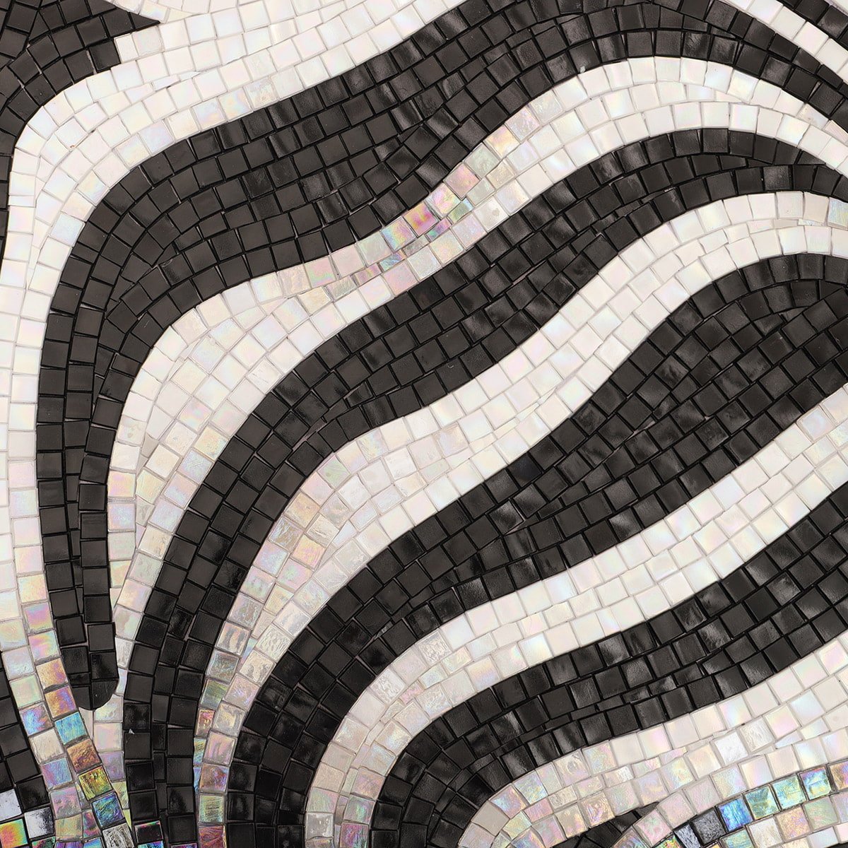 Zebra Mosaic Mural | Handcrafted Glass Tile Wall Art | Modern Animal-Inspired Decor-Woos Tiles