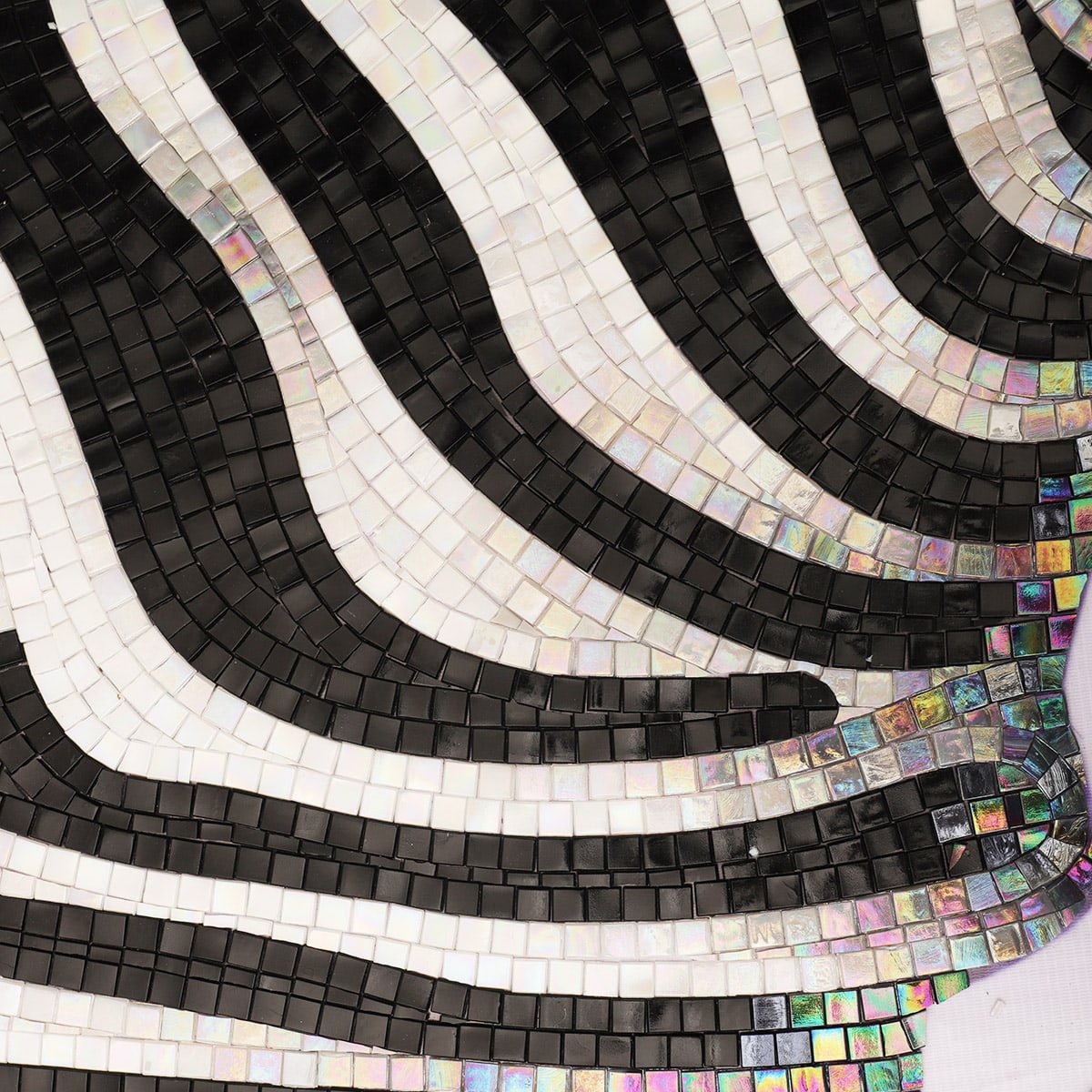 Zebra Mosaic Mural | Handcrafted Glass Tile Wall Art | Modern Animal-Inspired Decor-Woos Tiles