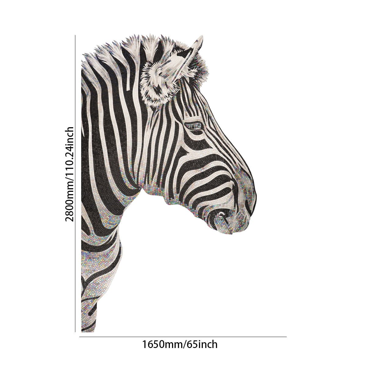 Zebra Mosaic Mural | Handcrafted Glass Tile Wall Art | Modern Animal-Inspired Decor-Woos Tiles