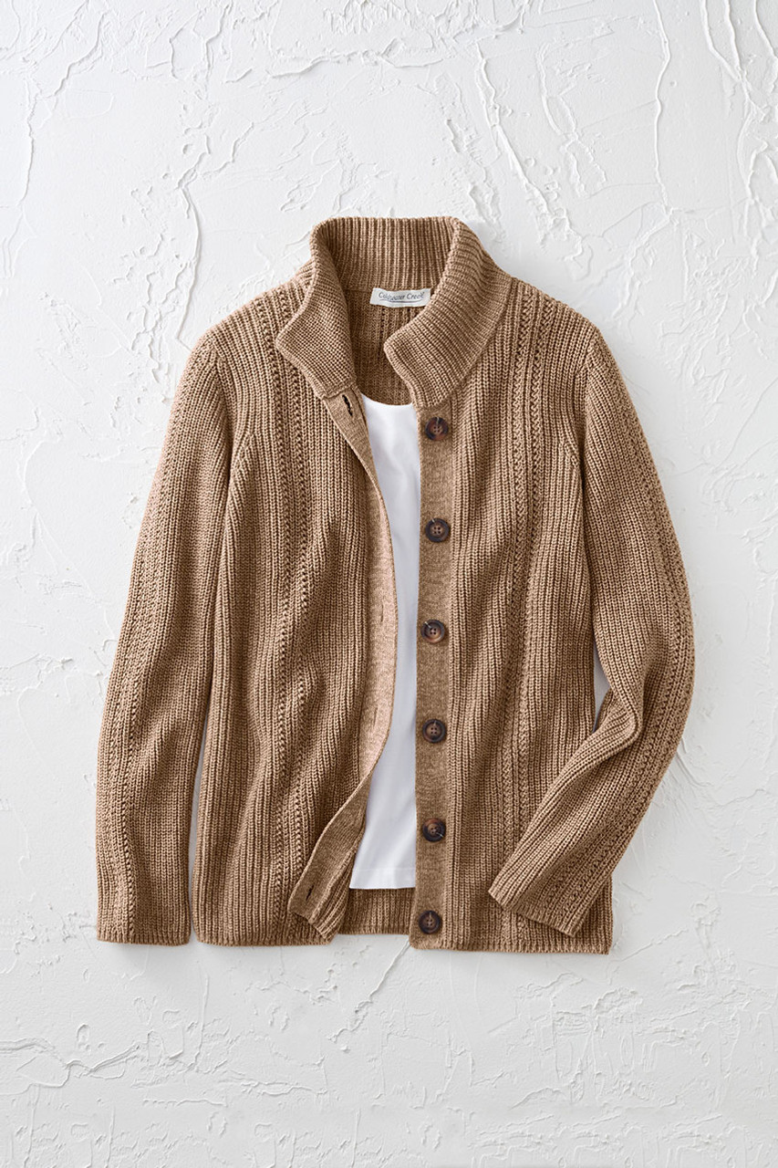 Shaker Detail Button Cardigan