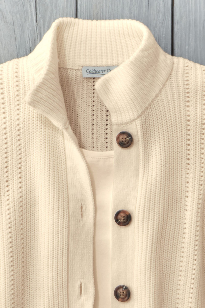 Shaker Detail Button Cardigan