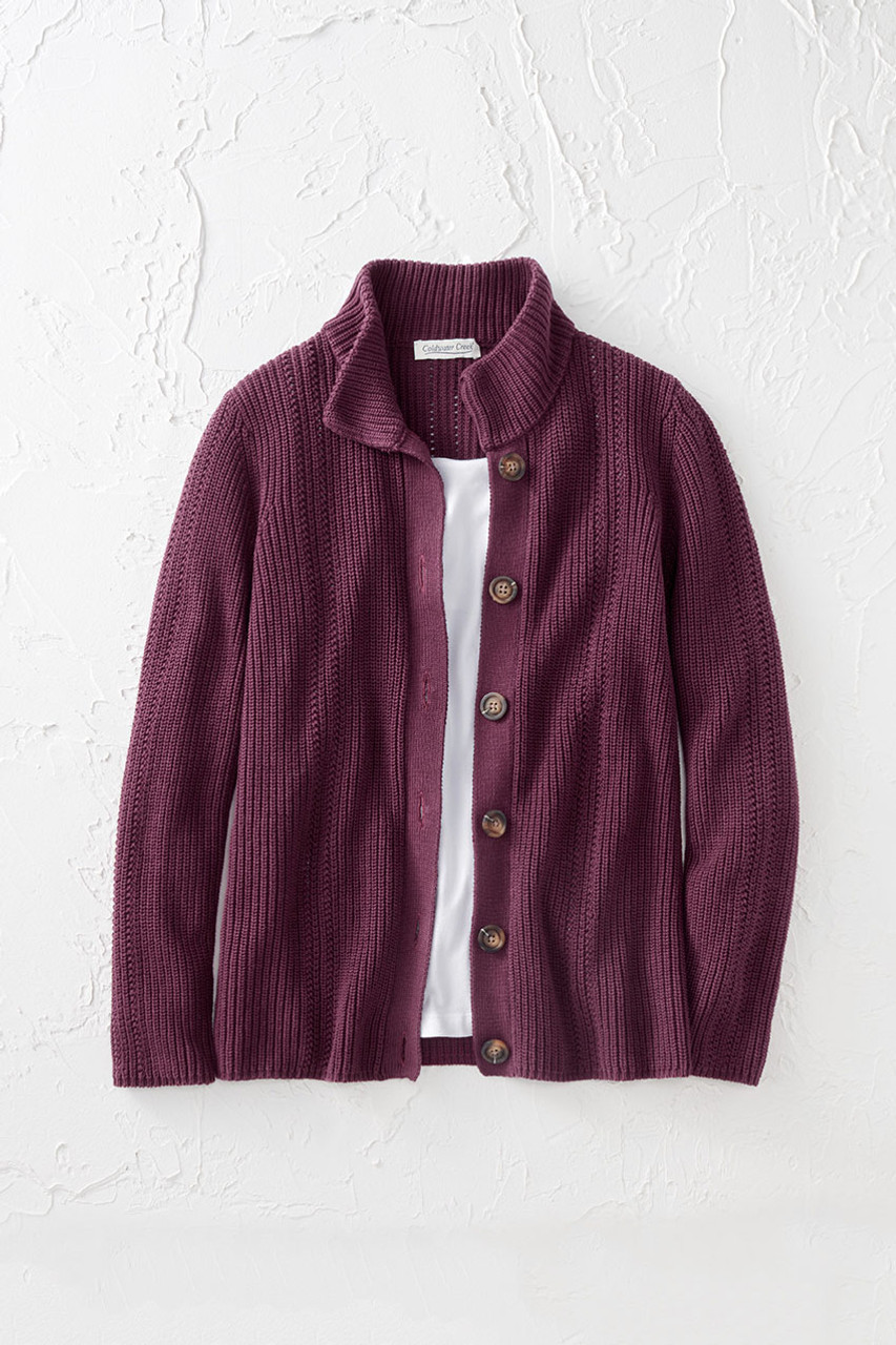 Shaker Detail Button Cardigan