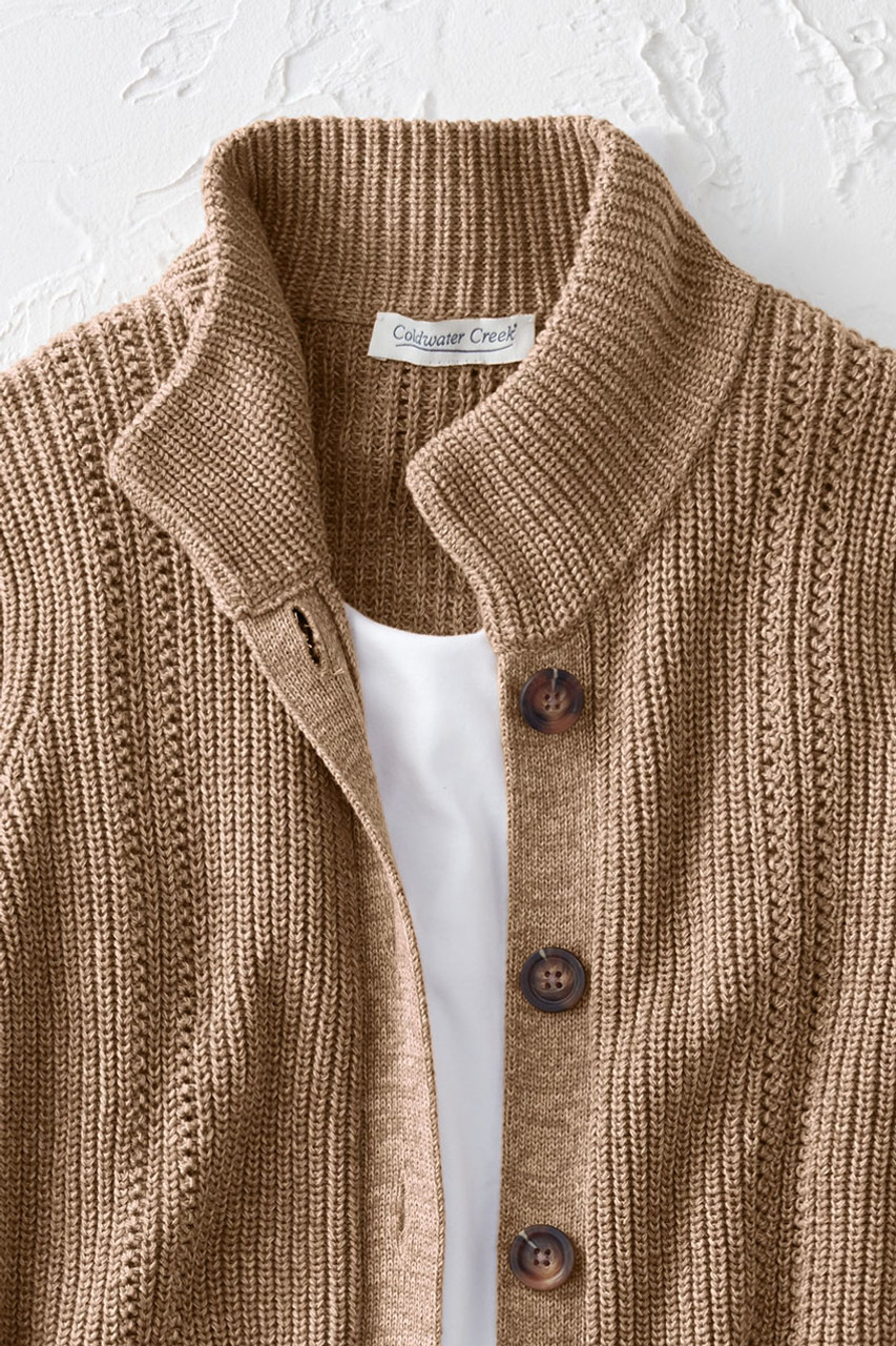 Shaker Detail Button Cardigan