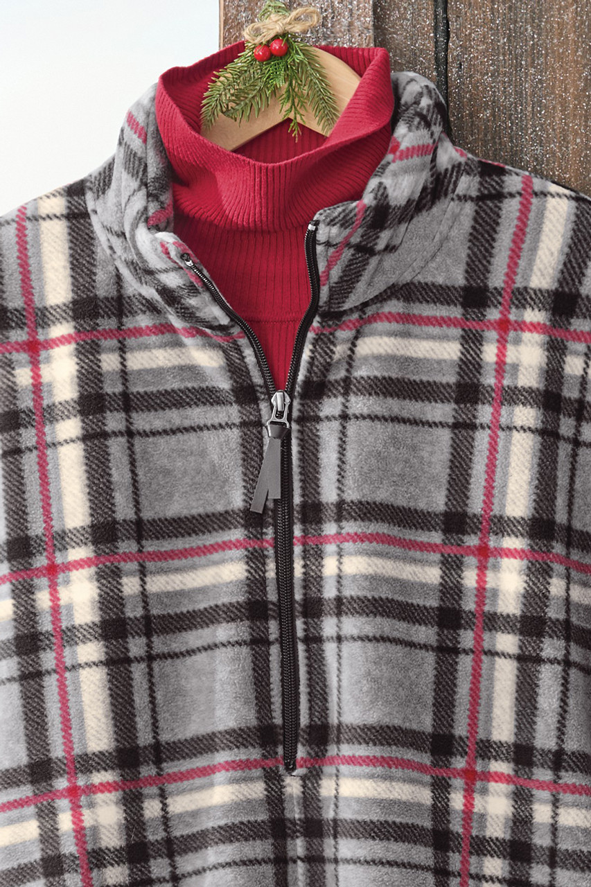 Plaid Fleece Poncho