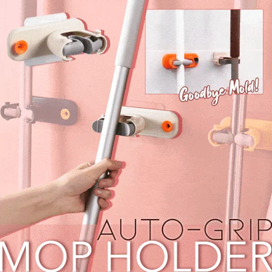 2pcs wall-mounted non-punching automatic grip mop holder