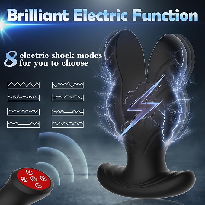 E-Stim Anal Prostate Vibrator Vibrating Butt Plug, Expanding Prostate Massager with 8 Electric Shock & Vibrations, Anal Dilator Remote Control Vibrators for Training, Adult Sex Toys for Gay Men Women