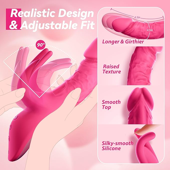 Thrusting Dildo Vibrator Adult Sex Toys for Women - 5IN1 App Control Adult Toys with 5 Thrust Dildos & Flapping Bunny & One-Click Burst, Clitoral Vibrators Rose Sex Toy Sexual Pleasure Tools for Wome