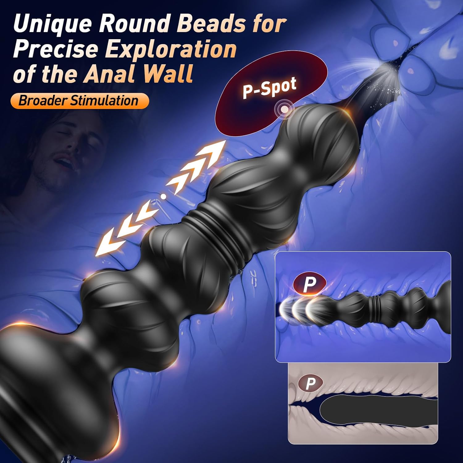 Thrusting Anal Beads Prostate Massager, BEISAR Anal Vibrator Anal Toys Butt Plug 10 Vibrating Thrusting Anal Plug Male Sex Toys for Men Women Adult Toys Gradual Bead Anal Trainer App Remote Control
