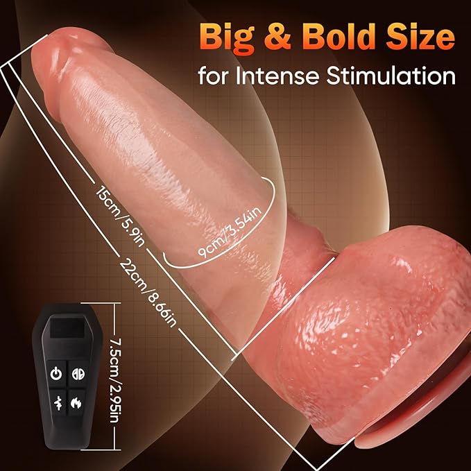 Vibrating Dildo with Thrusting & Heating – Large Realistic Dildo Vibrator for Women, Super Realistic Telescopic Dildo with Suction Base, 9 Vibration Modes, Rechargeable Big Sex Toy for Couples