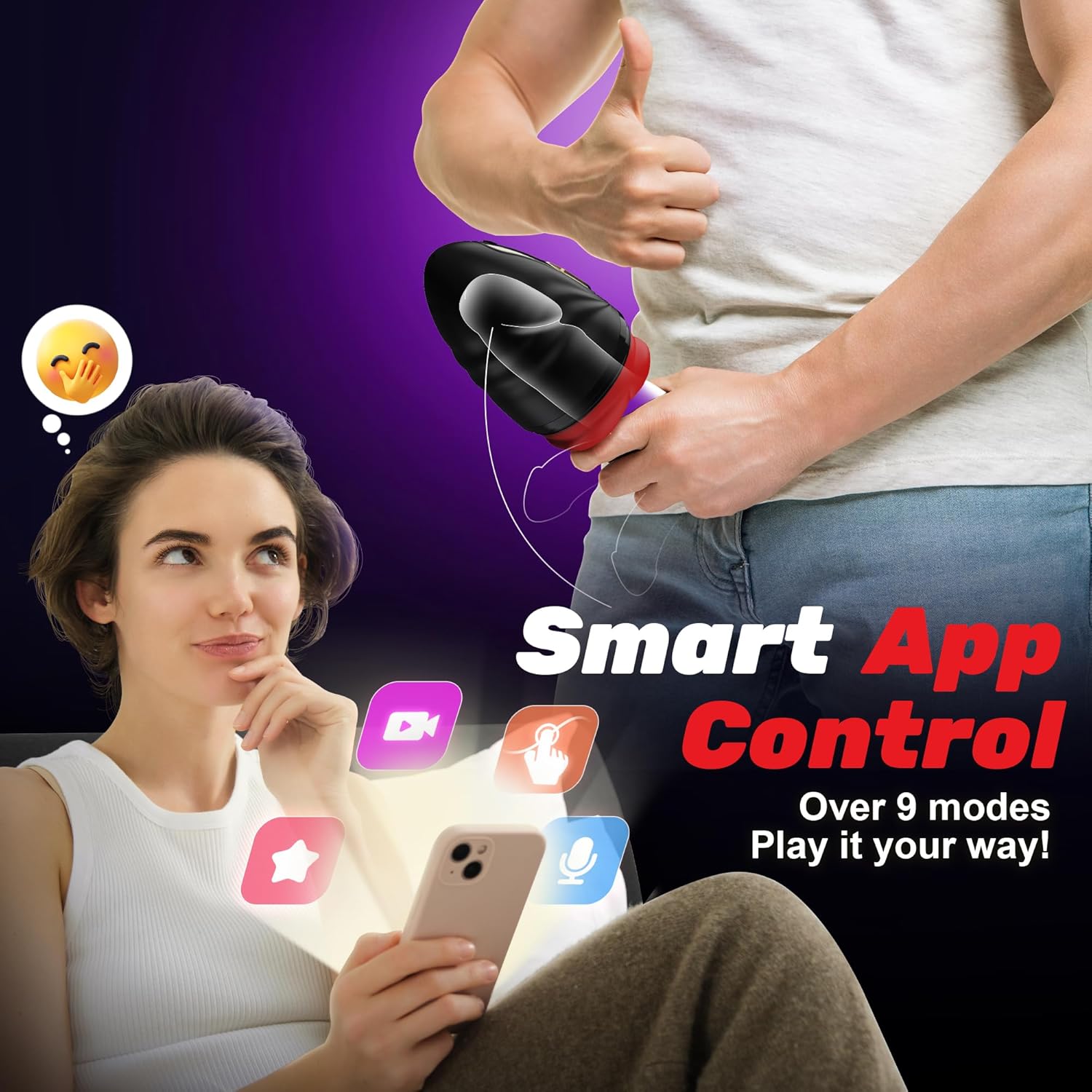 Male Masturbator Sex Toys for Men - SYDOWARDAL Penis Trainer Male Vibrator 2IN1 APP Control, Mouth-Wrapped Penis Vibrator Adult Toys with Heating Rod, LCD, Pocket Pussy Stroker Adult Sex Toys & Games
