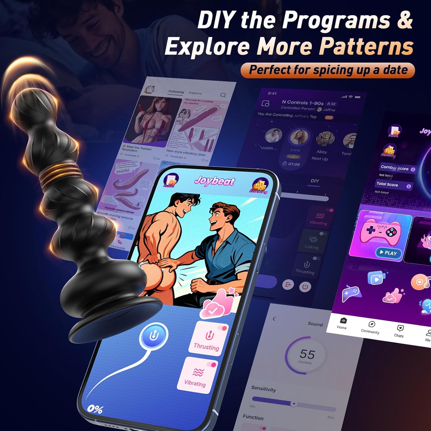 Thrusting Anal Beads Prostate Massager, BEISAR Anal Vibrator Anal Toys Butt Plug 10 Vibrating Thrusting Anal Plug Male Sex Toys for Men Women Adult Toys Gradual Bead Anal Trainer App Remote Control