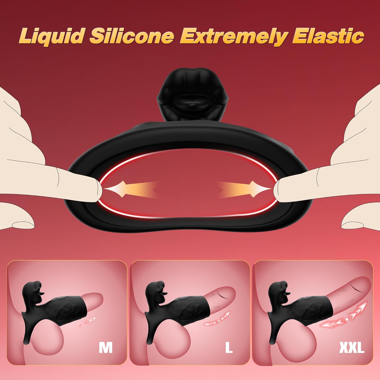 Vibrating Cock Ring with Penis Sleeve, Male Sex Toys for Men Extender Stronger Shock Vibrator 9 Modes Long Tongue Licking Clitoral Stimulator, Enhancing Lasting Couple Sex Toys